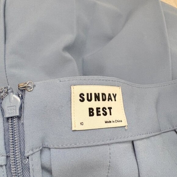 Aritzia Sunday Best Olive Micro Skirt Pleated High Rise Blue Size 10 - Picture 6 of 8